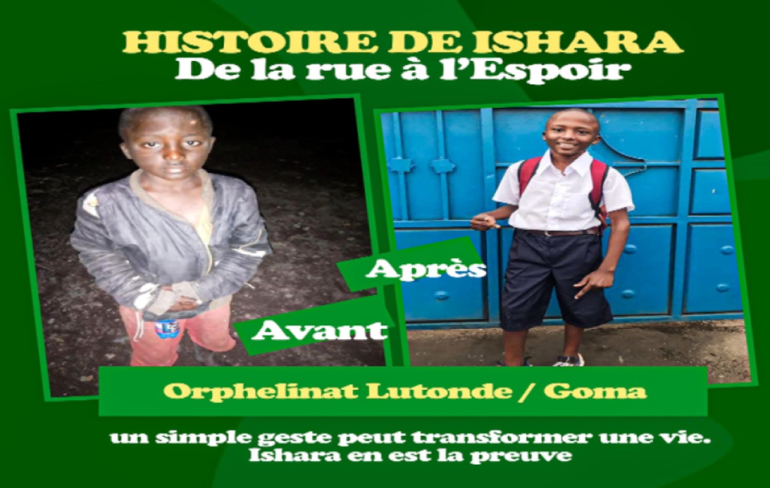 L'ENFANT ISHARA RECOUVRE SON ESPOIR